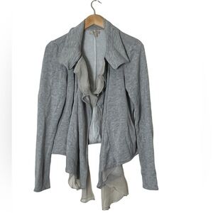 Bordeaux | Gray ruffles feminine open sweater cardigan size extra large